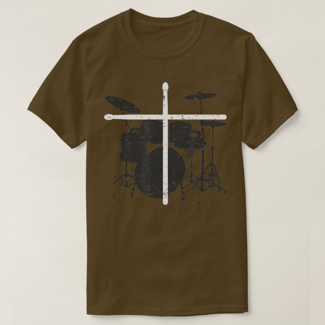 Camiseta Drummer Cristão Jesus Tambor Cristo Pisa Cruz (Frente do Design)