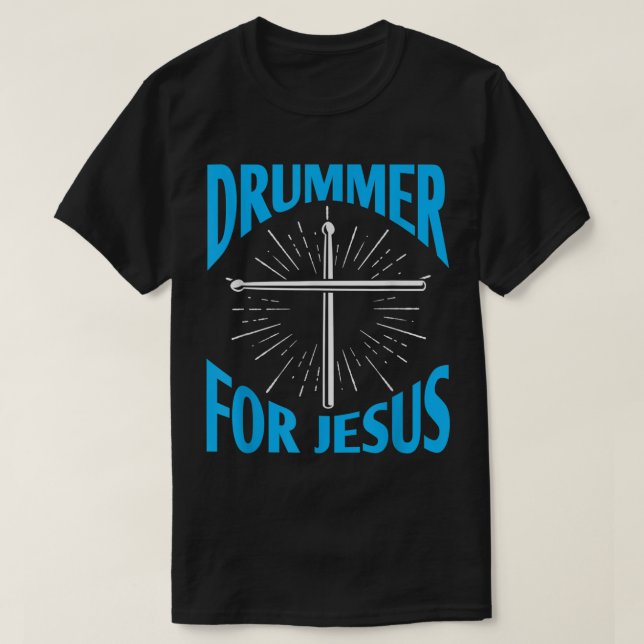 Camiseta Drummer Cristão para Bebidas de Jesus (Frente do Design)
