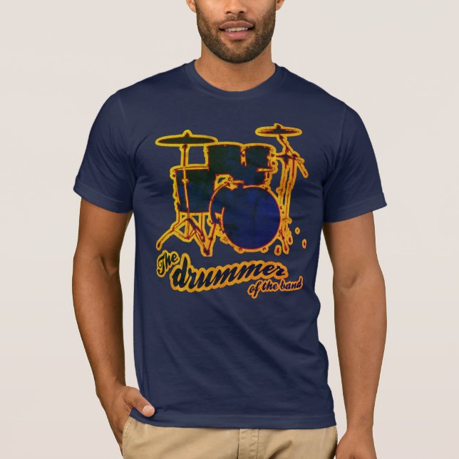 Camiseta Drummer da Banda azul escuro (Frente)