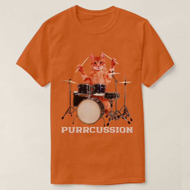 Camiseta Drummer De Gato Engraçado De Purcussão No Porco Do (Frente do Design)