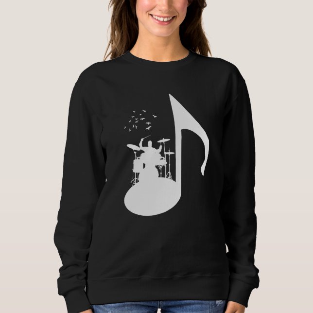 Camiseta Drummer de Pássaros de Nota (Frente)