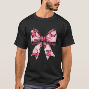 Camiseta Drummer do tambor do Arco Coquette Fita rosa Padrã