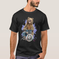 Drummer Do Urso Marrom Grizzly Jogando Tambores