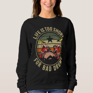 Camiseta Drummer Drum Set Vintage Retro Life É Muito Curto