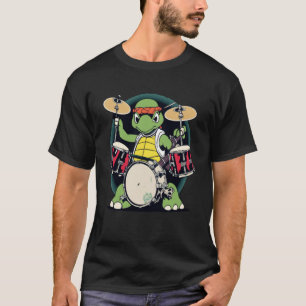 Camiseta Drummer Drummer Jogador de Tartaruga Drummer