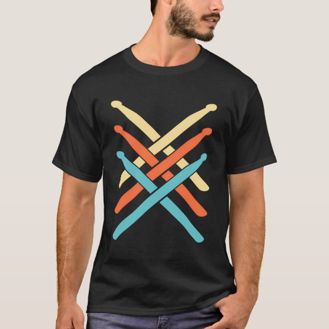 Camiseta Drummer Drumsticks Drum Sticks Retro Drumm Vintage (Frente)