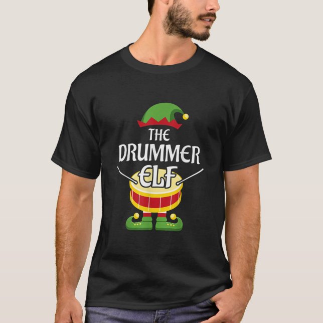 Camiseta Drummer Elf Família Correspondente Grupo Tambor de (Frente)