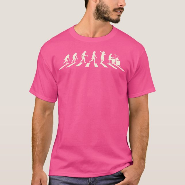 Camiseta Drummer Engraçado Oferece Drumming Evolution (Frente)