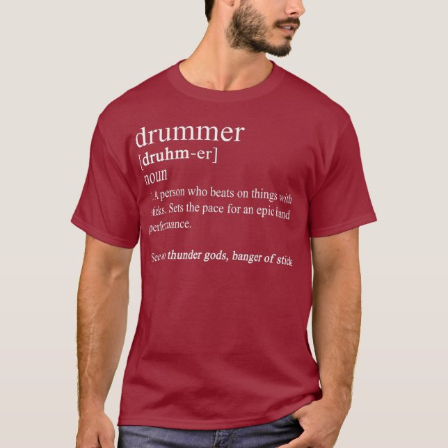 Camiseta Drummer Engraçado Presente Drumming Definição (Frente)