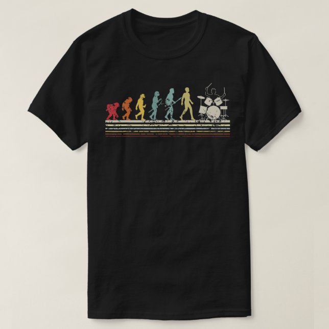 Camiseta Drummer Evolution Drumsticks Drumums Rock Music Me (Frente do Design)