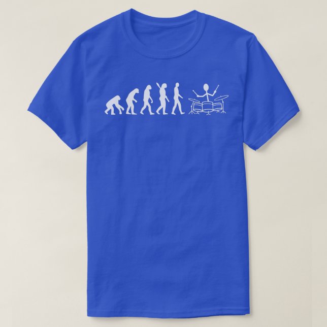 Camiseta Drummer Evolution Funny Stick Figura Drum Player (Frente do Design)