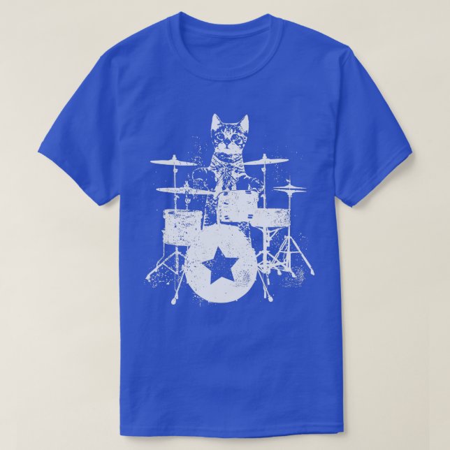Camiseta Drummer Gatinho Gatinho Gatinho Gatinho Rockstar P (Frente do Design)