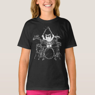 Camiseta Drummer Gato Jogando Dragas Garota