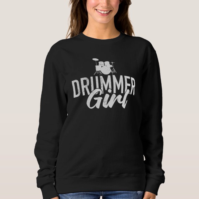 Camiseta Drummer Girl Drum Set Para Drumming E Percussioni (Frente)