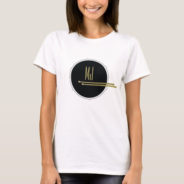 Camiseta Drummer Girl | Monograma de Tambores Rock (Frente)