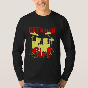 Camiseta Drummer Girl Musical Drumsticks Drummin Banda Drum