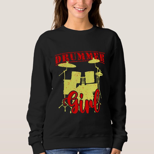 Camiseta Drummer Girl Musical Drumsticks Drummin Banda Drum (Frente)