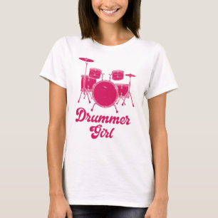 Camiseta Drummer Girl Presente do tambor