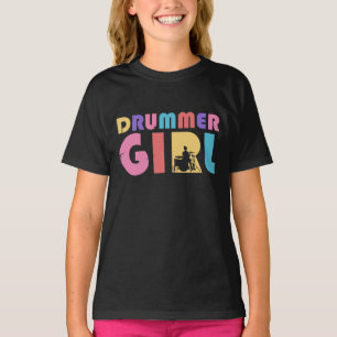 Camiseta Drummer Girl Retro Vintage