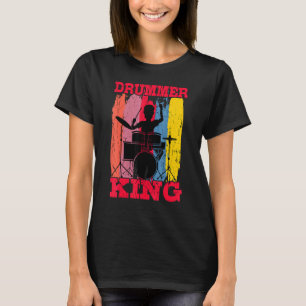 Camiseta Drummer King Drums Kit Trap Set Snare Bass Hi-Hat