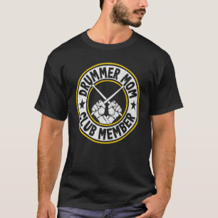 Camiseta Drummer Mãe Club Membro Mulheres Drumagens Vintage