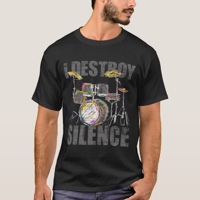 Camiseta Drummer me dá presentes para destruir os tambores  (Frente)