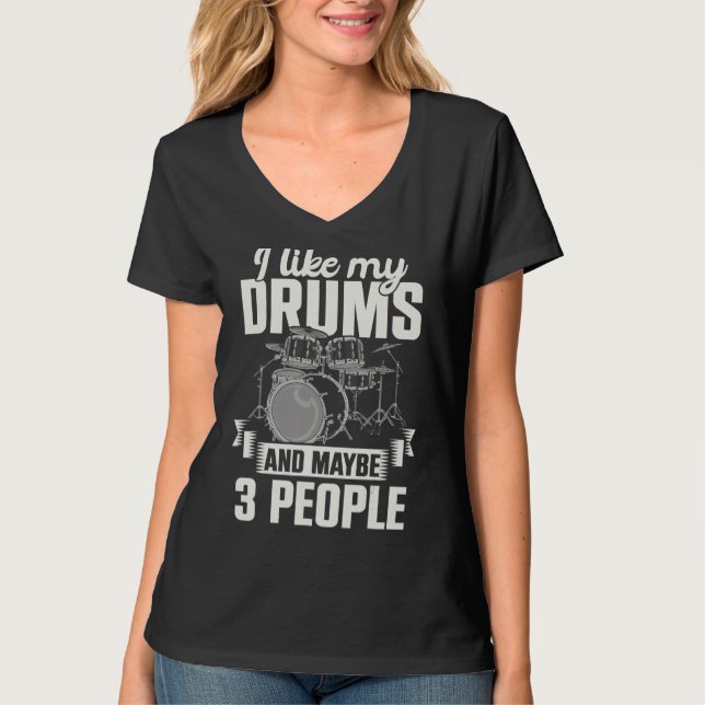 Camiseta Drummer Music Rock Musical Percussion Drum Set D (Frente)