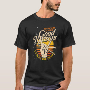 Camiseta Drummer Música Drumsticks Músico Retro Drums Prem