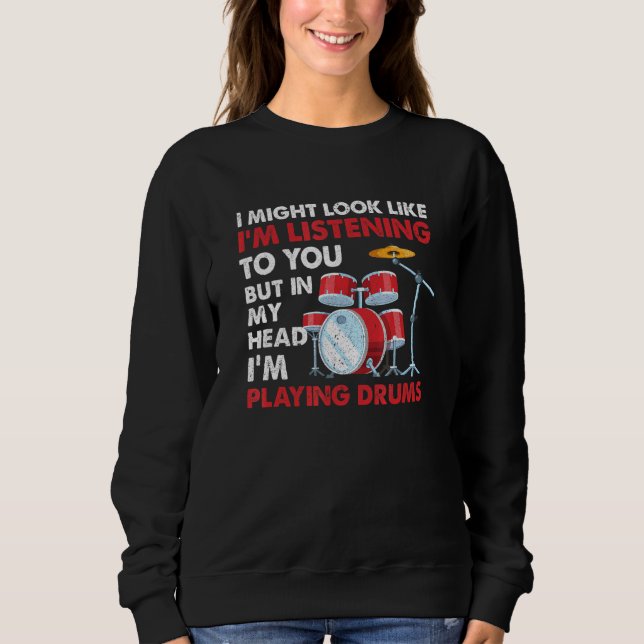 Camiseta Drummer Músico Mas Na Minha Cabeça Eu Tocando Tamb (Frente)