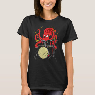 Camiseta Drummer Octopus Drumstick Playing Drum Sea Animal 
