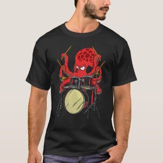Camiseta Drummer Octopus Drumstick Playing Drum Sea Animal 