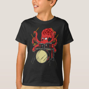 Camiseta Drummer Octopus Drumsticks Drumset