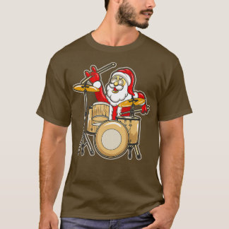 Camiseta Drummer Papai noel Papais noeis de Natal Tocando T