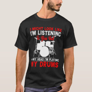 Camiseta Drummer para Mulheres Jogador de Tambor Percussão
