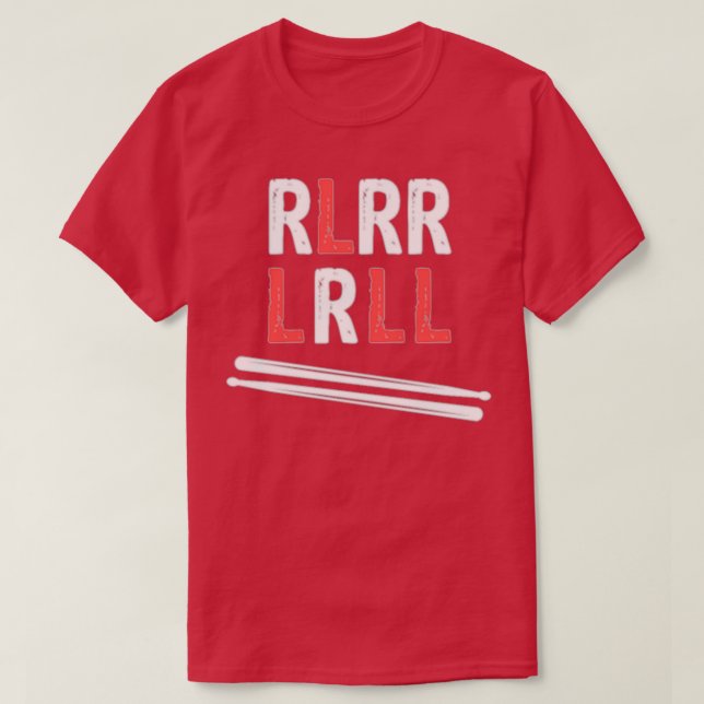 Camiseta Drummer Paradiddle Sticks Drum RLRR LRLL Design  (Frente do Design)