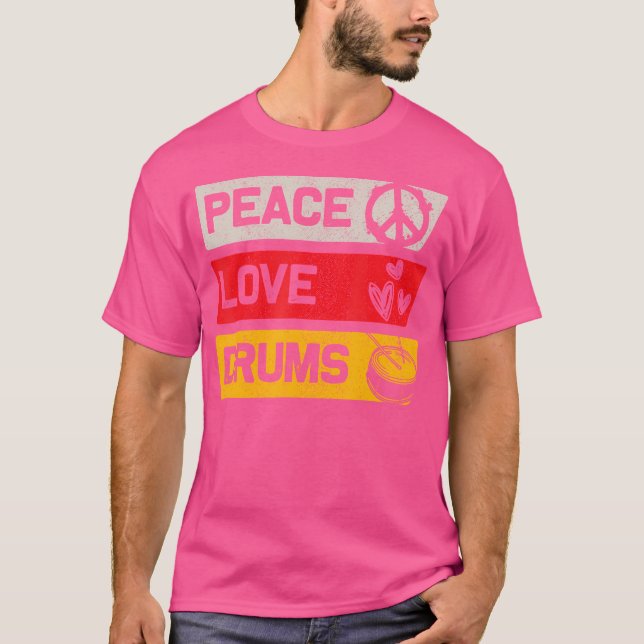Camiseta Drummer Peace Love Drums (Frente)