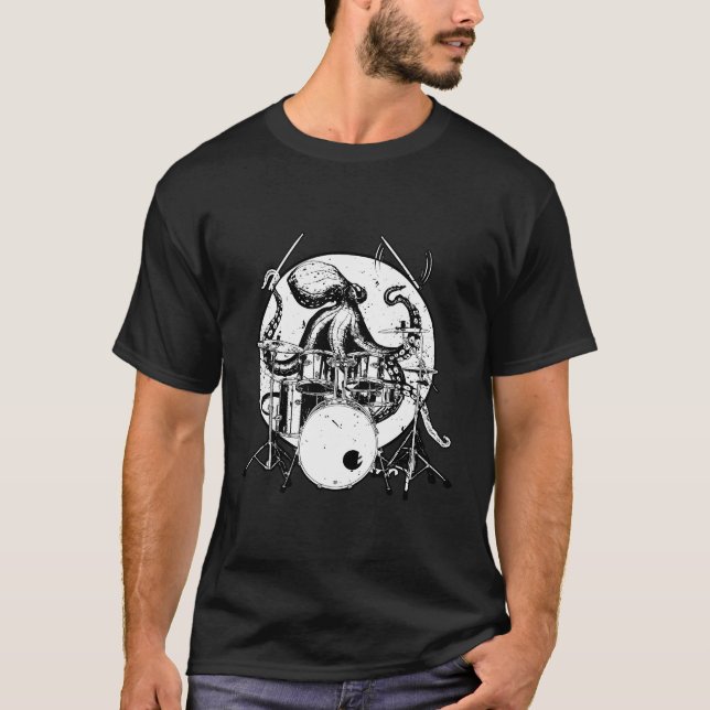 Camiseta Drummer Presente do Presente do Tambor Octopus (Frente)