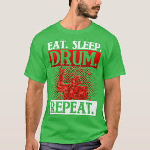Camiseta Drummer Presente Música Coma Tambor de Sono Repeti