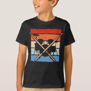Camiseta Drummer Retro Drum Pilha Música Por Lover