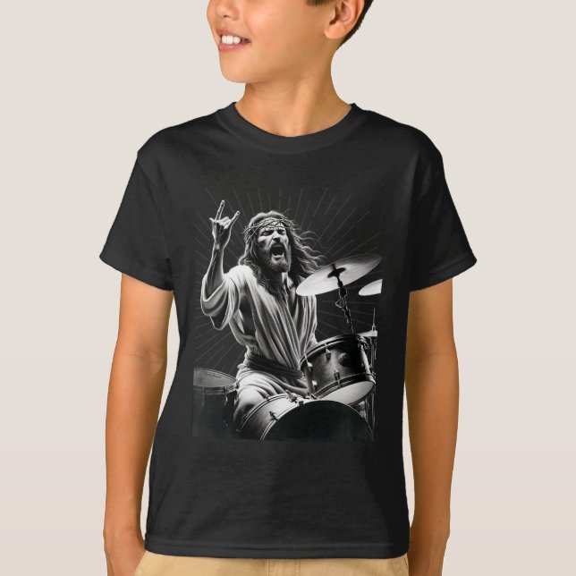 Camiseta Drummer Rock Jesus Batendo (Frente)