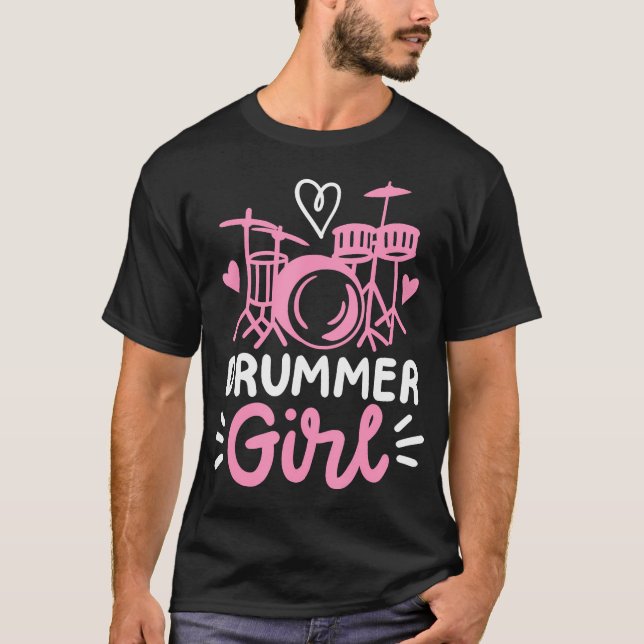 Camiseta Drummer Set Drumming Rapariga Drummer (Frente)