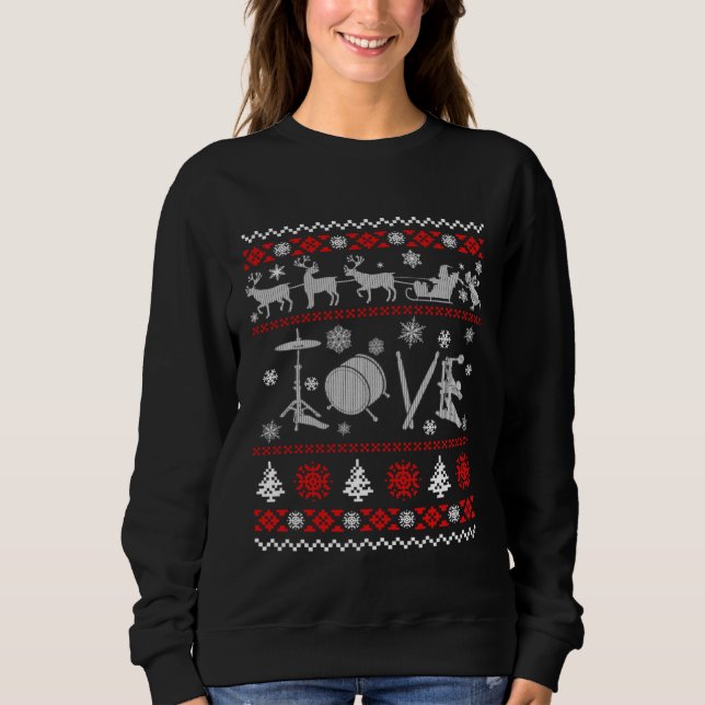 Camiseta Drummer Ugly Christmas Sweater (Frente)