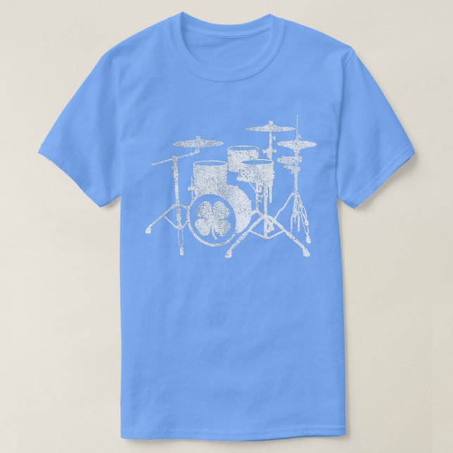 Camiseta Drummer Verde Irlandês do Shamrock Drum (Frente do Design)