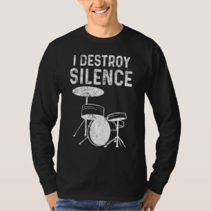 Camiseta Drummers Lentos do Kit de Tambor de Destruição Sil