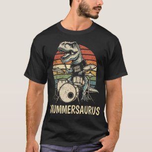 Camiseta Drummersaurus T Rex Baterista Dinossauro Tocando T