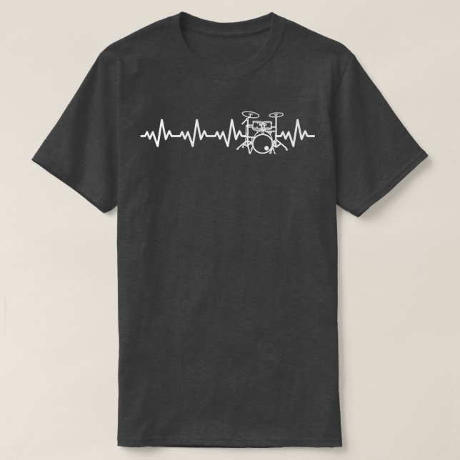 Camiseta Drums Heartbeat Drummer Pulse Line Drumming Percus (Frente do Design)