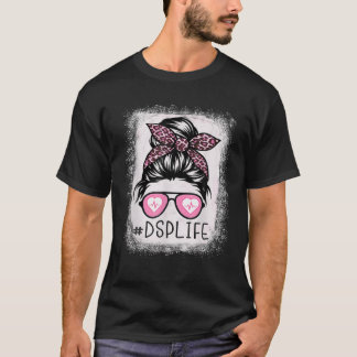 Camiseta DSP Life Bleached S Pink Leopard Mensagem Bun DSP 