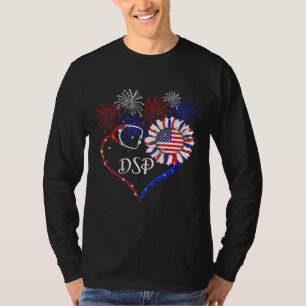 Camiseta Dsp Stethoscope Firework Sunflower America Flag