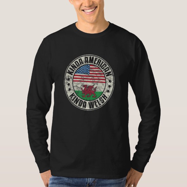 Camiseta Dual Citizenship American Welsh Wales Usa Flag Cym (Frente)