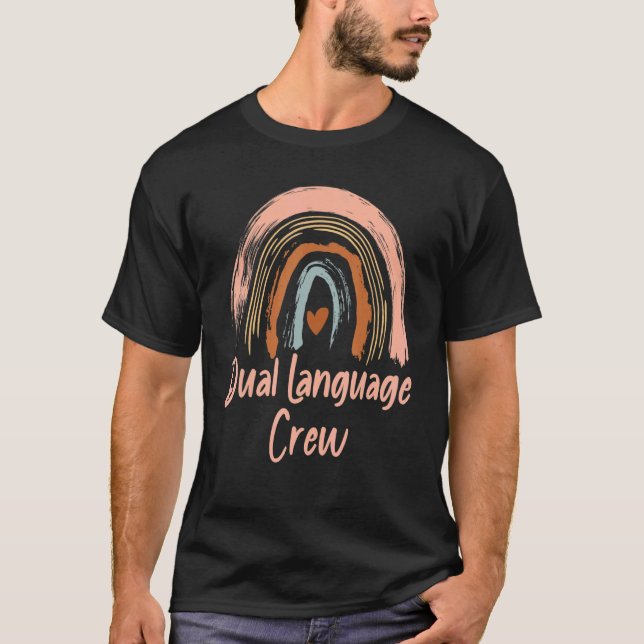 Camiseta Dual Language Crew Rainbow Bilingual Teacher Dual  (Frente)